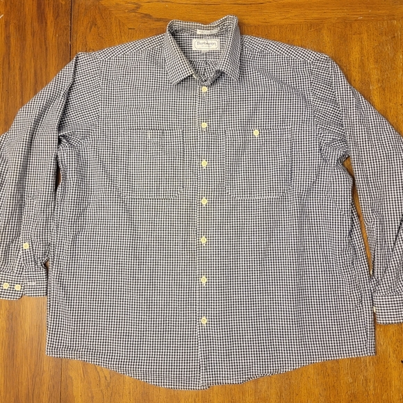 Vintage Burberry's of London Blue Gingham Button Down Shirt - Size 17 - 35 - Picture 1 of 6